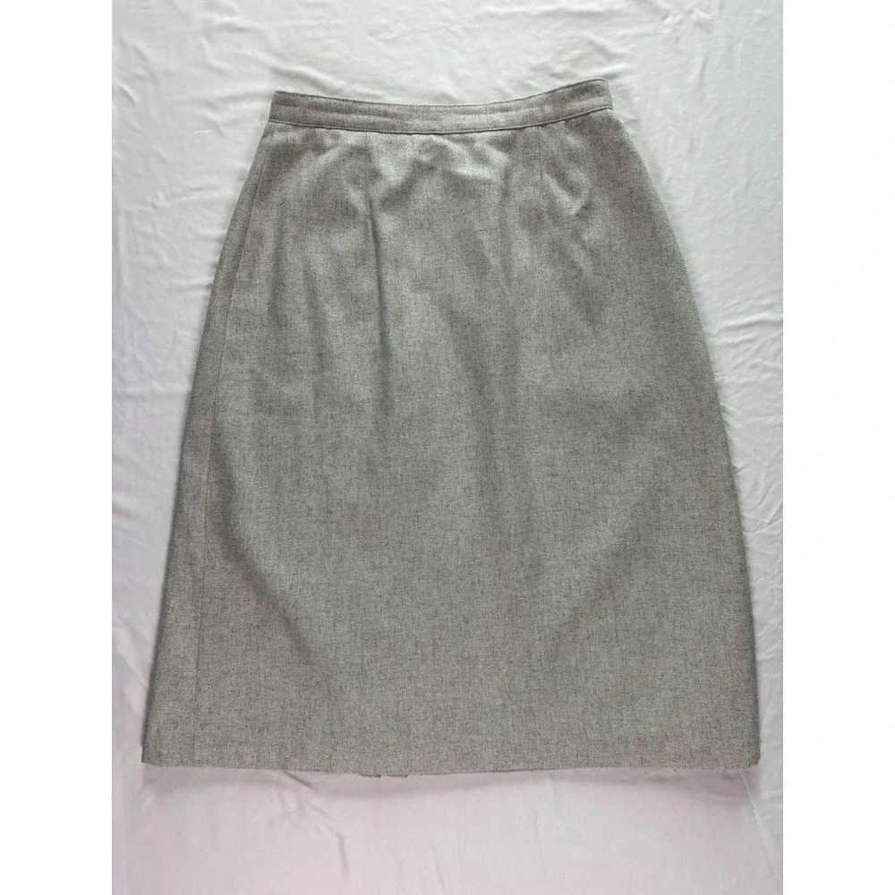 Vintage Wool Blend Pleated Midi Skirt Women Size S/M Gray Dark Academia Preppy - Picture 6 of 6